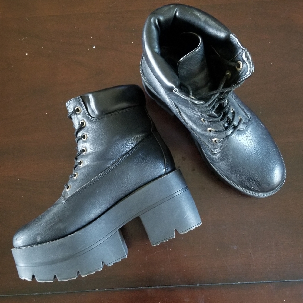 Faux Leather 3" Platform Boots